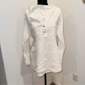 Mote White Lightweight Textured Swim Coverup Tunic